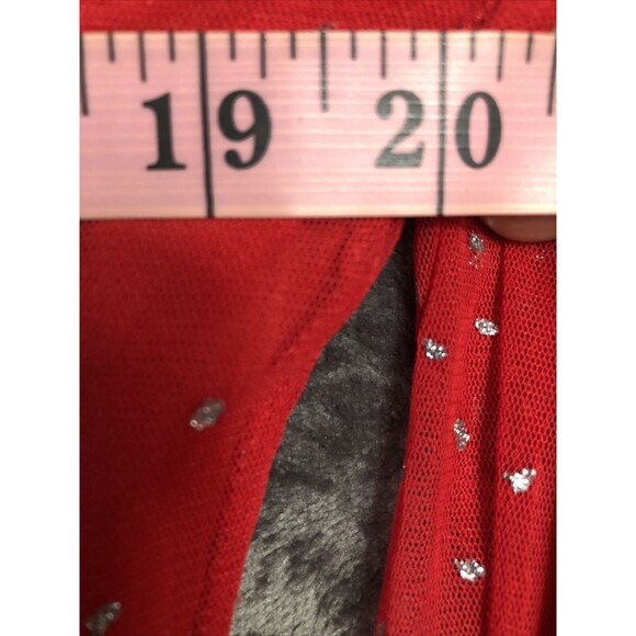 Victoria Jones Red Blouse Sheer Sleeve Sliver Sparkle Size Women’s Large - Picture 8 of 8